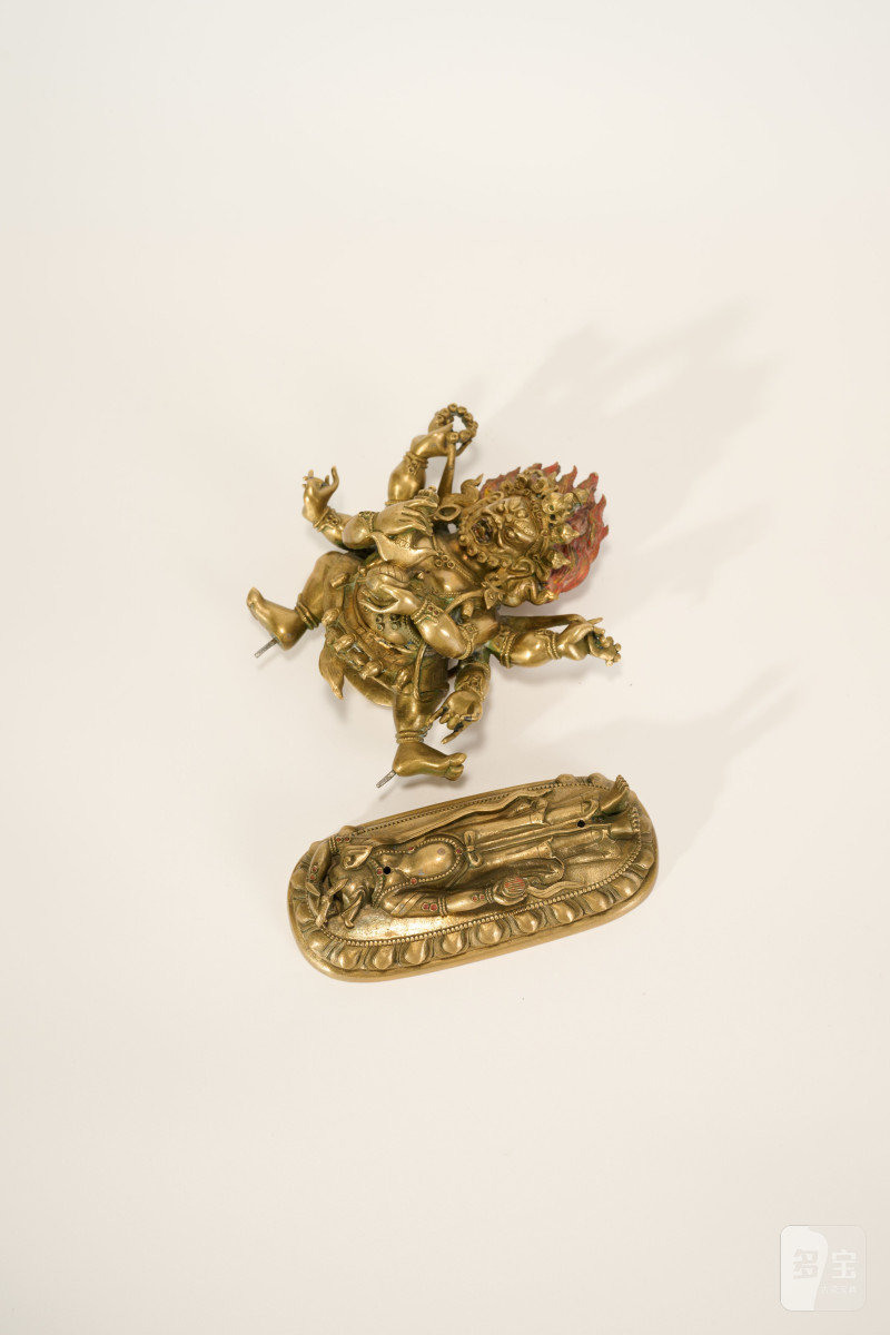 Lot930 清乾隆 铜鎏金大黑天像 - 图11